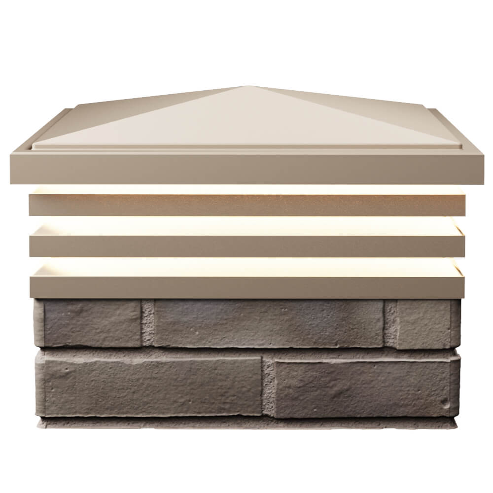 Колпак Zking Бона ХайТек Бежевый на столб 1.5х1.5 кирпича (385х385мм) с подсветкой в Кемерово фото