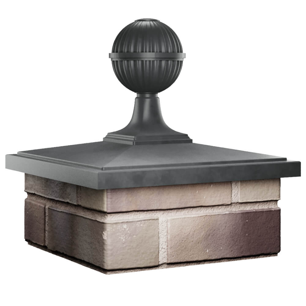 Колпак Zking БонаМоно Серый с шаром на столб 1.5х1.5 кирпича (385х385, 400х400мм) в сборе в Кемерово фото