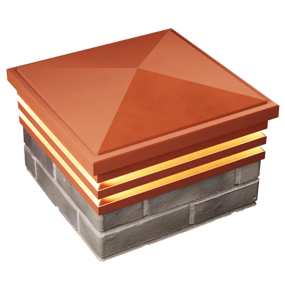 Колпак Zking Бона ХайТек Красный на столб 1.5х1.5 кирпича (385х385мм) с подсветкой в Кемерово фото