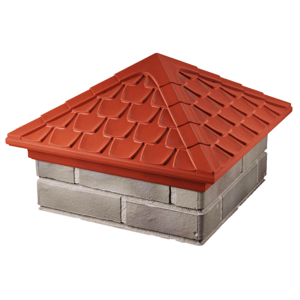 Колпак Zking Эльбрус Красный на столб 1.5х1.5 кирпича (385х385мм) в Кемерово фото