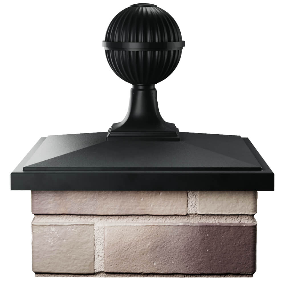 Колпак Zking БонаМоно Черный с шаром на столб 1.5х1.5 кирпича (385х385, 400х400мм) в сборе Кемерово фото