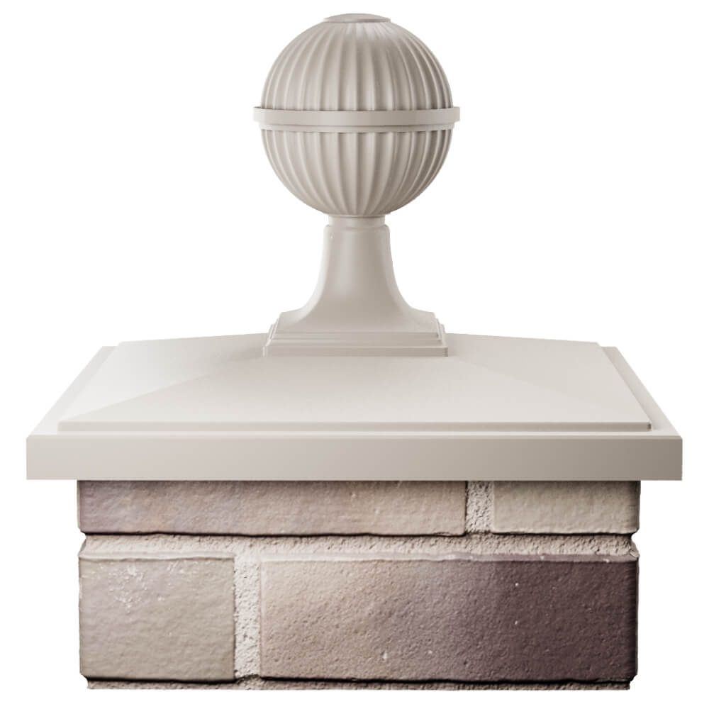Колпак Zking БонаМоно Бежевый с шаром на столб 1.5х1.5 кирпича (385х385, 400х400мм) в сборе Кемерово фото