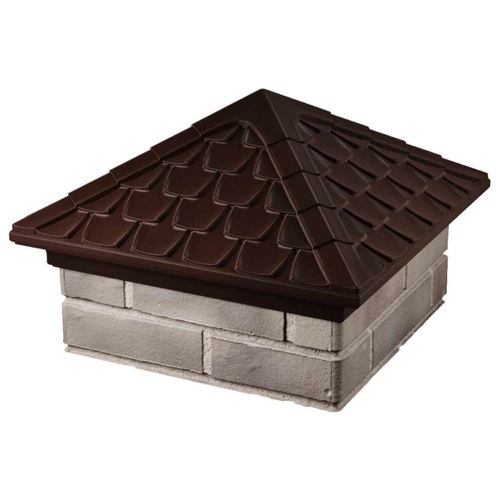 Колпак Zking Эльбрус Коричневый на столб 1.5х1.5 кирпича (385х385мм) в Кемерово фото