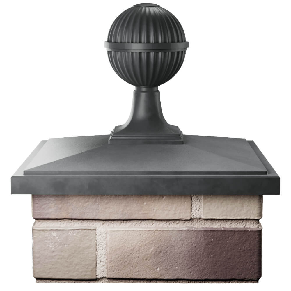 Колпак Zking БонаМоно Серый с шаром на столб 1.5х1.5 кирпича (385х385, 400х400мм) в сборе Кемерово фото