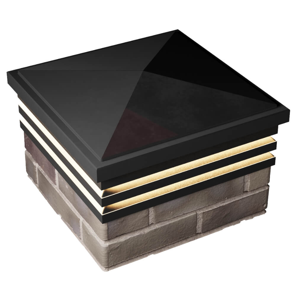 Колпак Zking Бона ХайТек Черный на столб 1.5х1.5 кирпича (385х385мм) с подсветкой в Кемерово фото