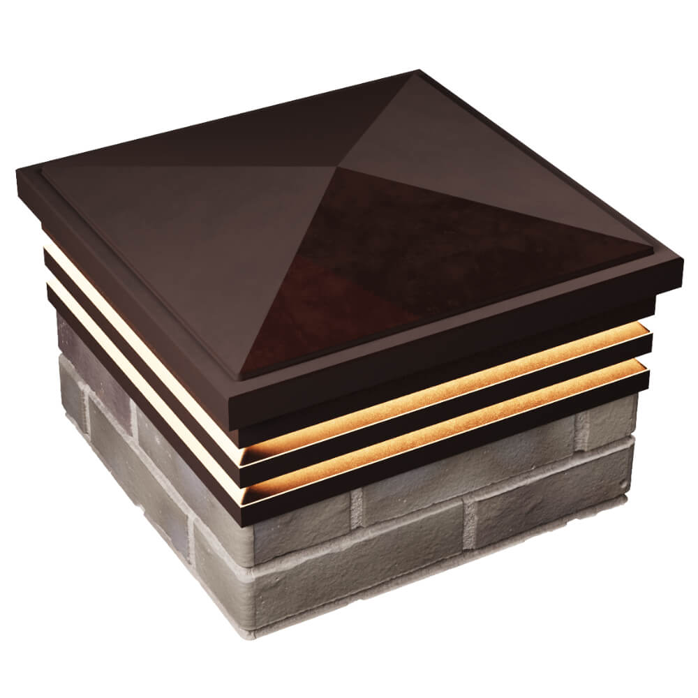 Колпак Zking Бона ХайТек Коричневый на столб 1.5х1.5 кирпича (385х385мм) с подсветкой в Кемерово фото