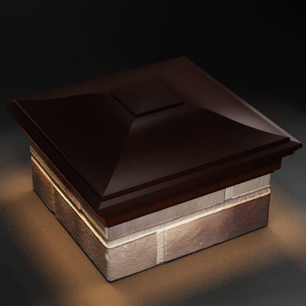 Колпак Zking Монблан Коричневый на столб 1.5х1.5 кирпича (385х385мм) с подсветкой в Кемерово фото