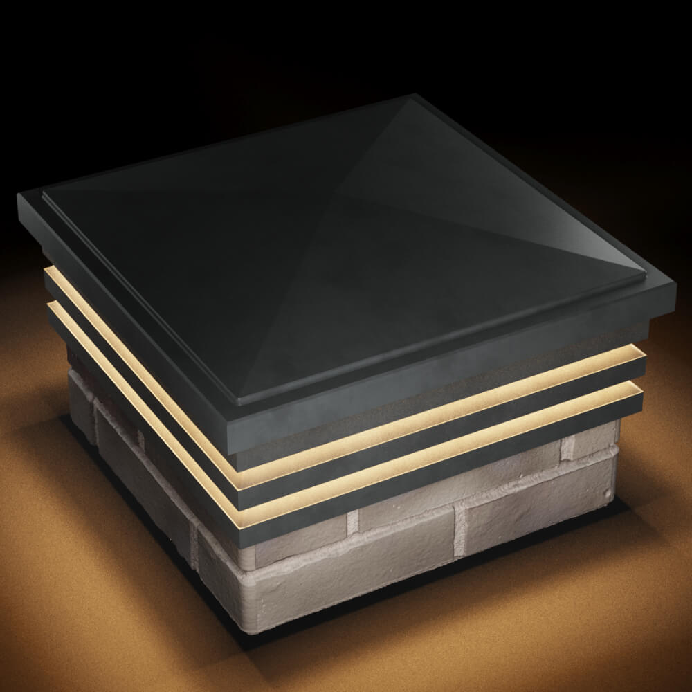 Колпак Zking Бона ХайТек Серый на столб 1.5х1.5 кирпича (385х385мм) с подсветкой в Кемерово фото