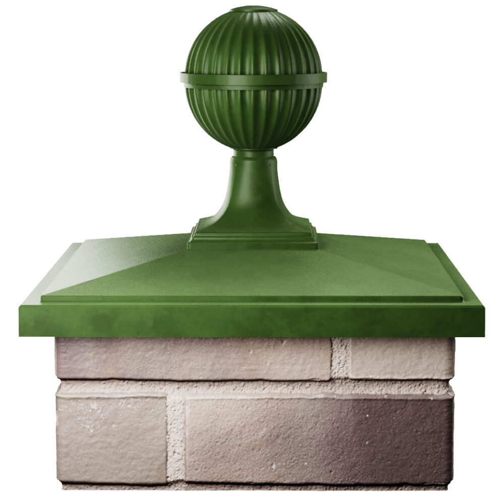 Колпак Zking БонаМоно Зеленый с шаром на столб 1.5х1.5 кирпича (385х385, 400х400мм) в сборе Кемерово фото