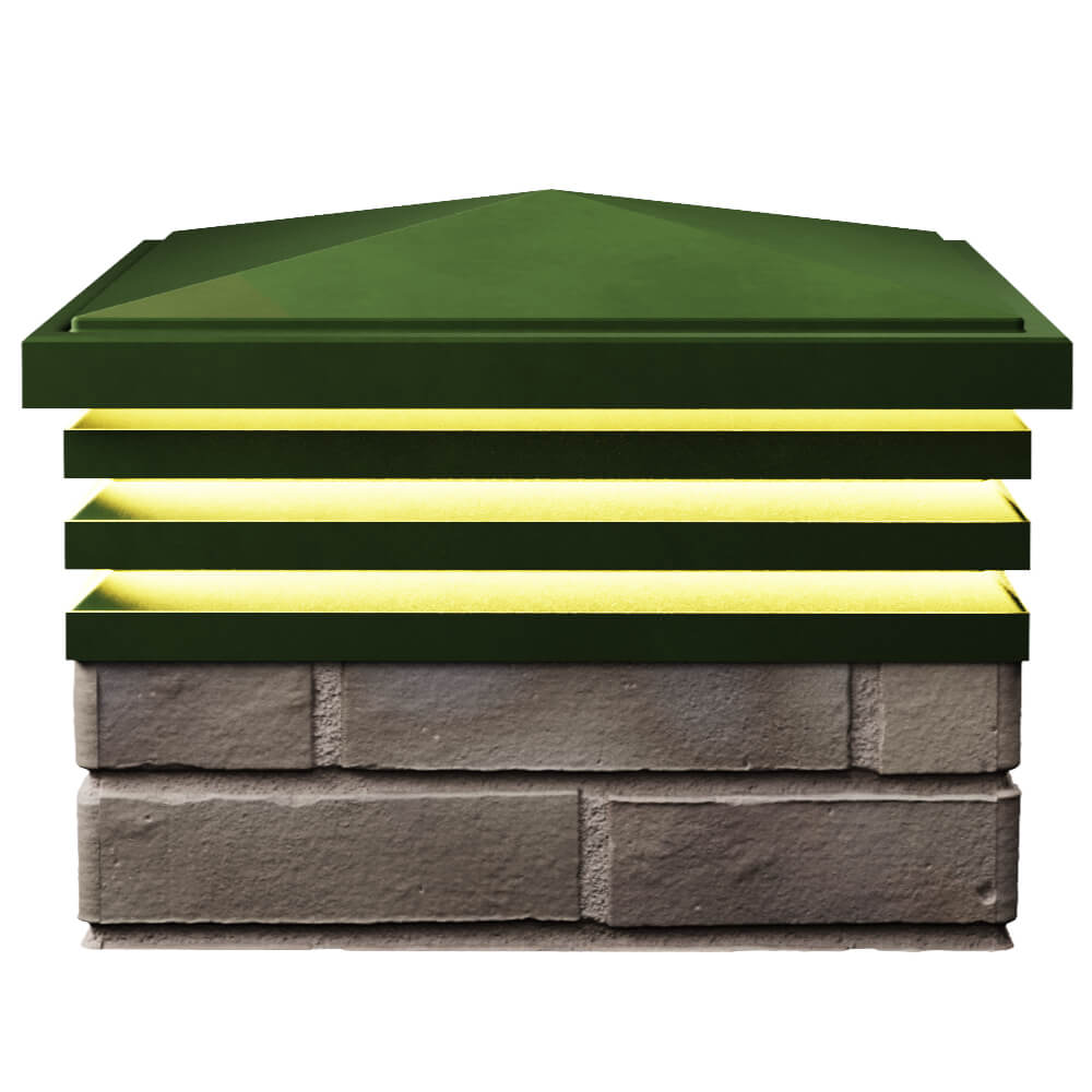 Колпак Zking Бона ХайТек Зеленый на столб 1.5х1.5 кирпича (385х385мм) с подсветкой в Кемерово фото