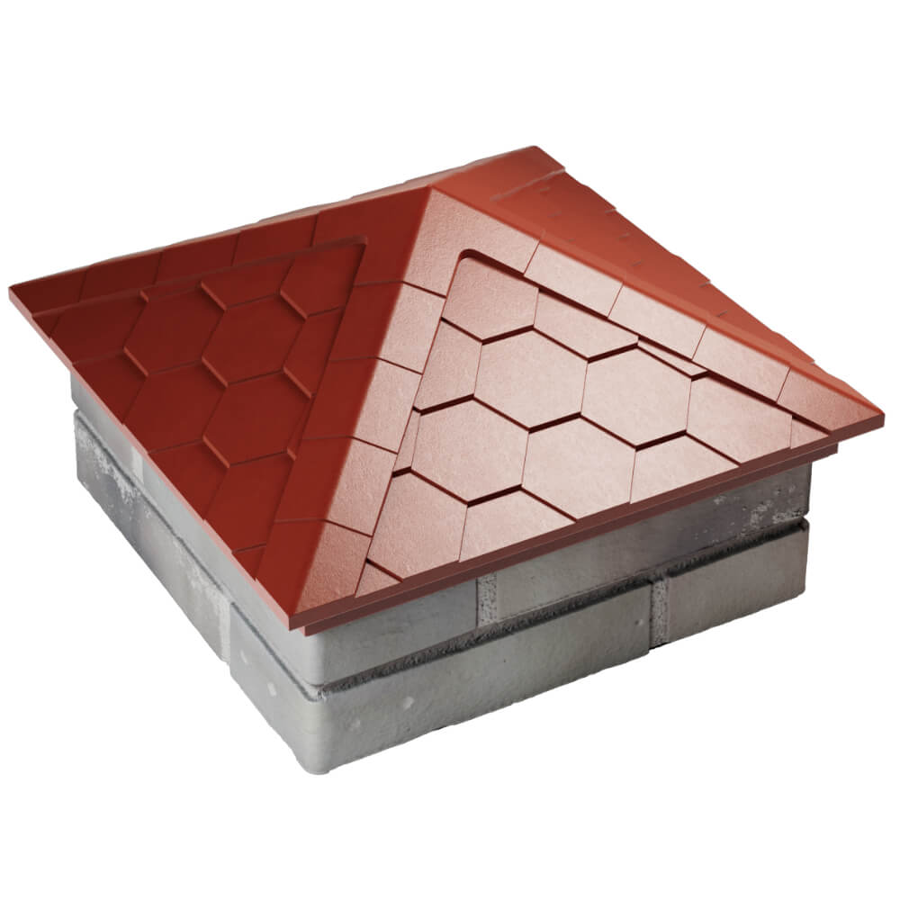 Колпак Zking Эверест Красный на столб 1.5х1.5 кирпича (390х390мм) в Кемерово фото