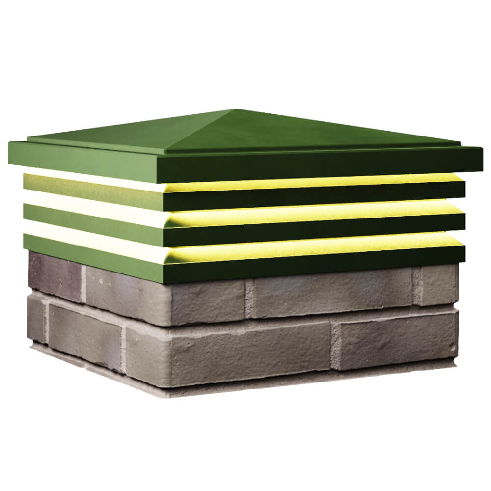 Колпак Zking Бона ХайТек Зеленый на столб 1.5х1.5 кирпича (385х385мм) с подсветкой в Кемерово фото