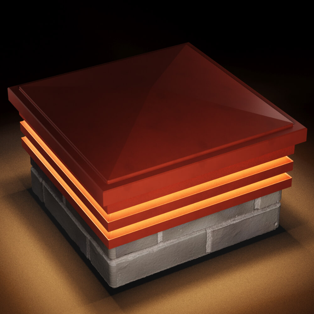 Колпак Zking Бона ХайТек Красный на столб 1.5х1.5 кирпича (385х385мм) с подсветкой в Кемерово фото