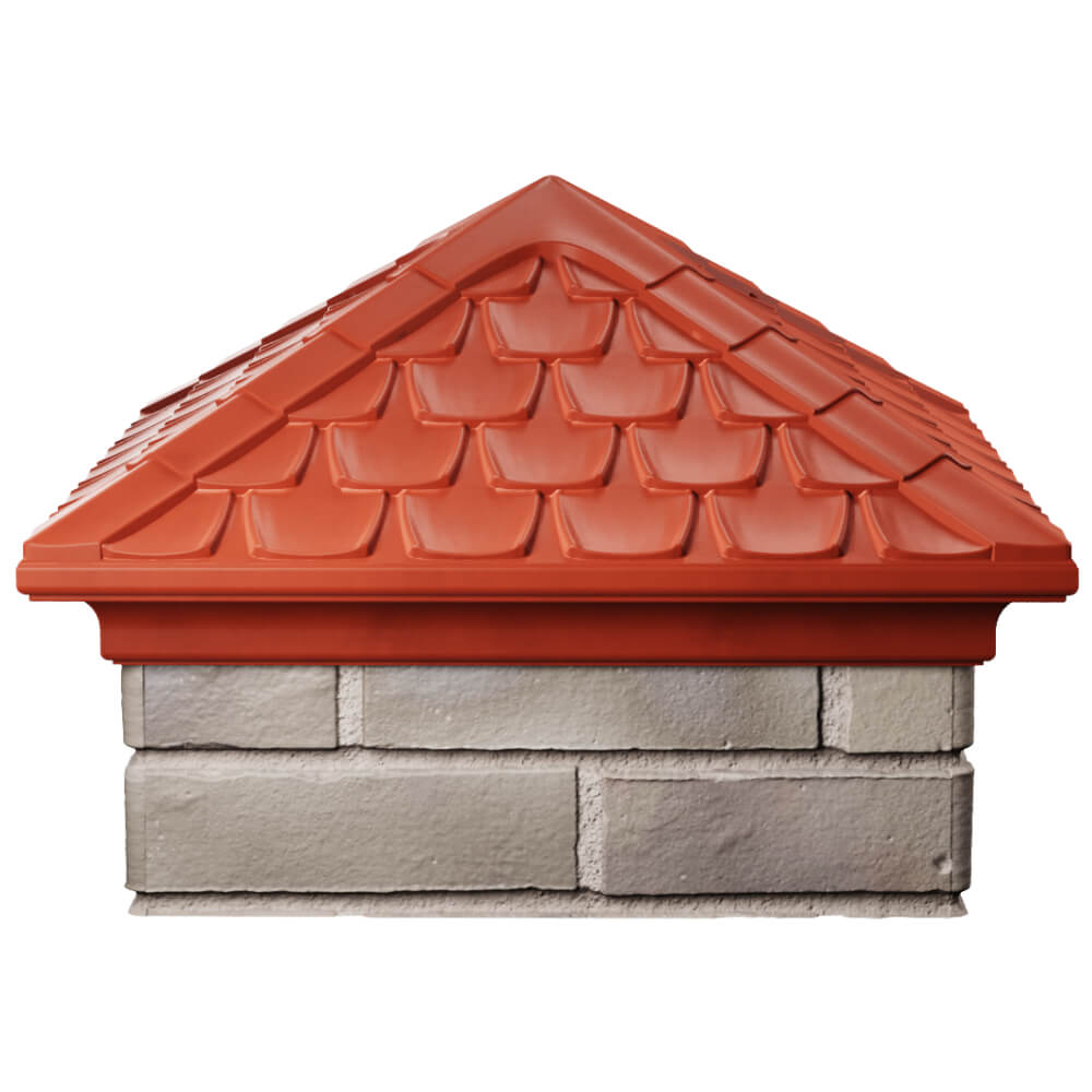 Колпак Zking Эльбрус Красный на столб 1.5х1.5 кирпича (385х385мм) Кемерово фото