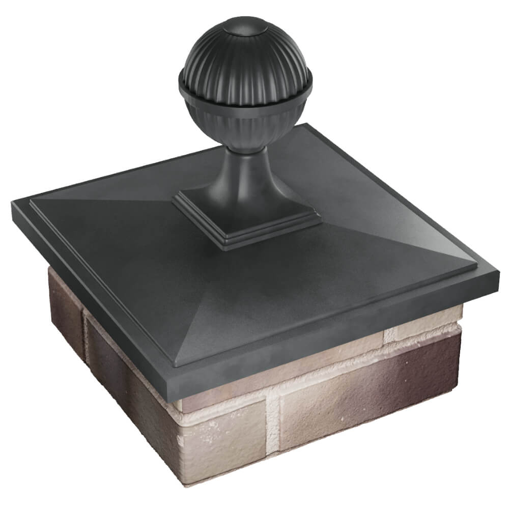 Колпак Zking БонаМоно Серый с шаром на столб 1.5х1.5 кирпича (385х385, 400х400мм) в сборе в Кемерово фото