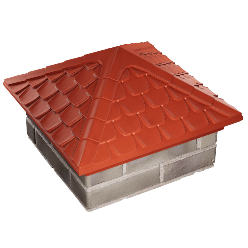 Колпак Zking Эльбрус Красный на столб 1.5х1.5 кирпича (385х385мм) в Кемерово фото