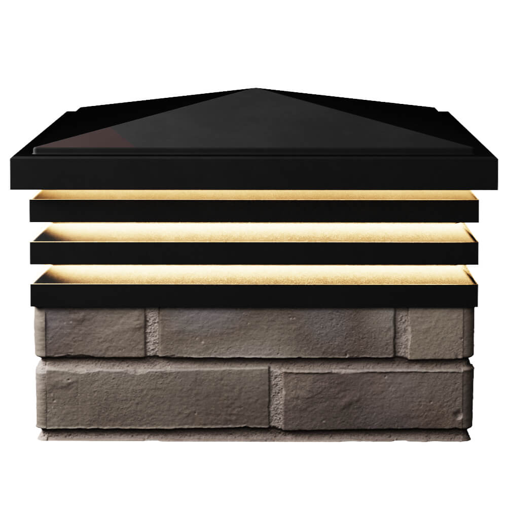 Колпак Zking Бона ХайТек Черный на столб 1.5х1.5 кирпича (385х385мм) с подсветкой в Кемерово фото