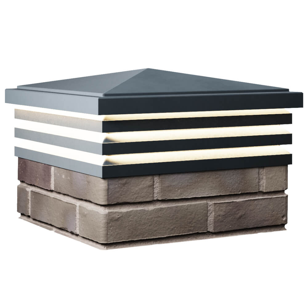 Колпак Zking Бона ХайТек Серый на столб 1.5х1.5 кирпича (385х385мм) с подсветкой в Кемерово фото