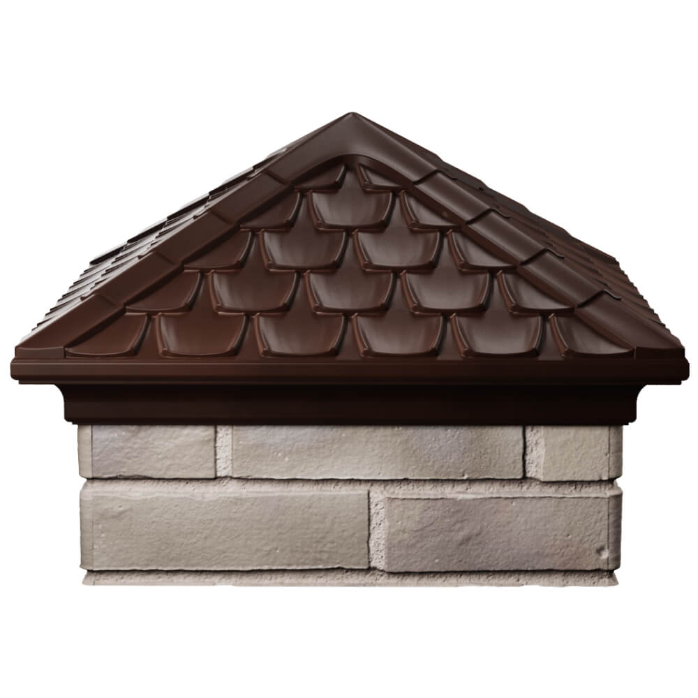 Колпак Zking Эльбрус Коричневый на столб 1.5х1.5 кирпича (385х385мм) Кемерово фото