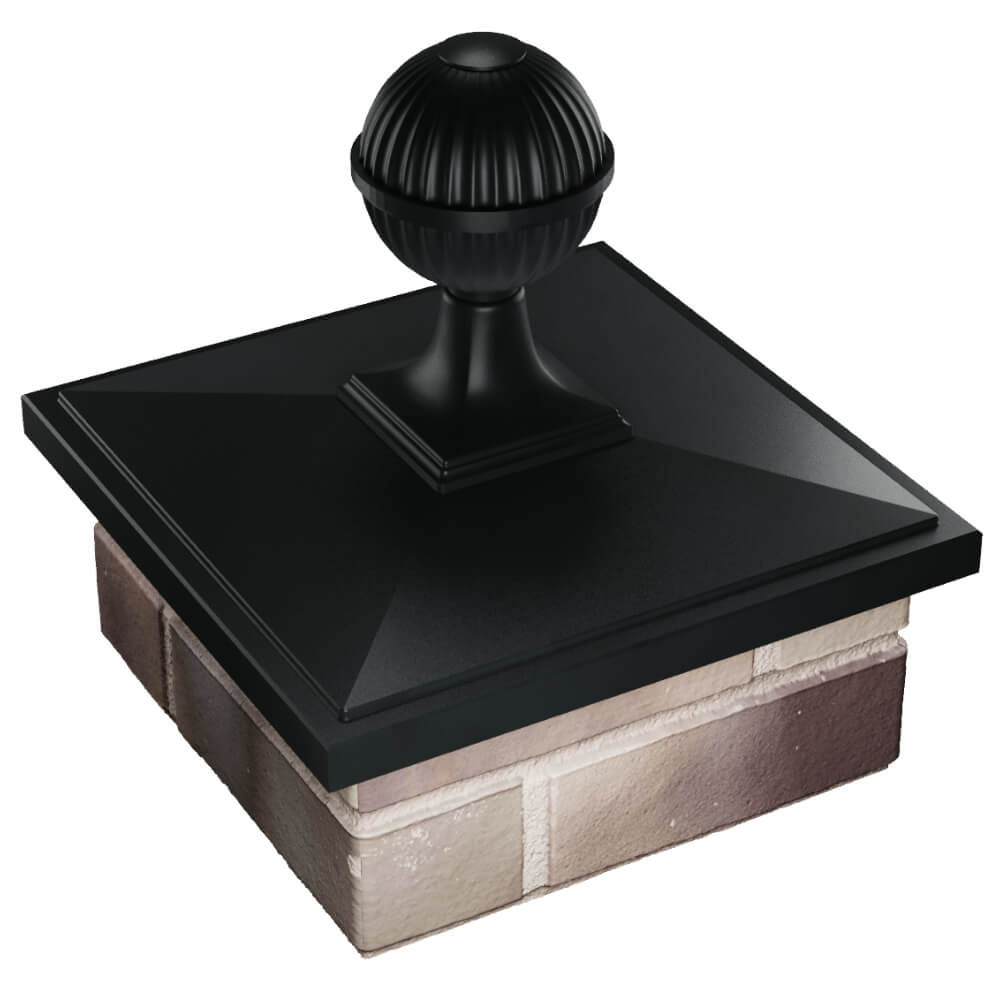 Колпак Zking БонаМоно Черный с шаром на столб 1.5х1.5 кирпича (385х385, 400х400мм) в сборе в Кемерово фото
