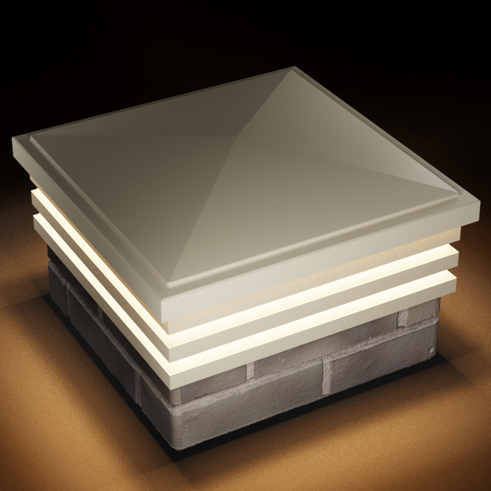 Колпак Zking Бона ХайТек Бежевый на столб 1.5х1.5 кирпича (385х385мм) с подсветкой в Кемерово фото