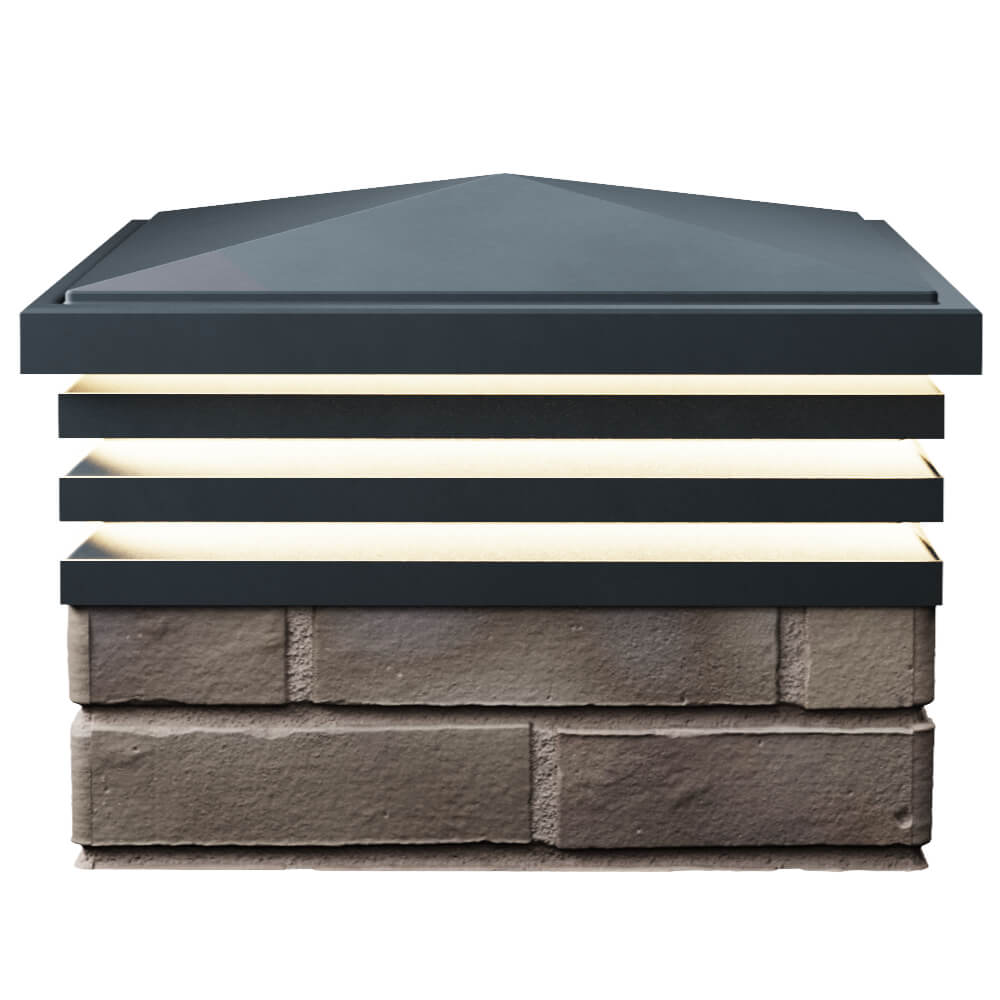 Колпак Zking Бона ХайТек Серый на столб 1.5х1.5 кирпича (385х385мм) с подсветкой в Кемерово фото