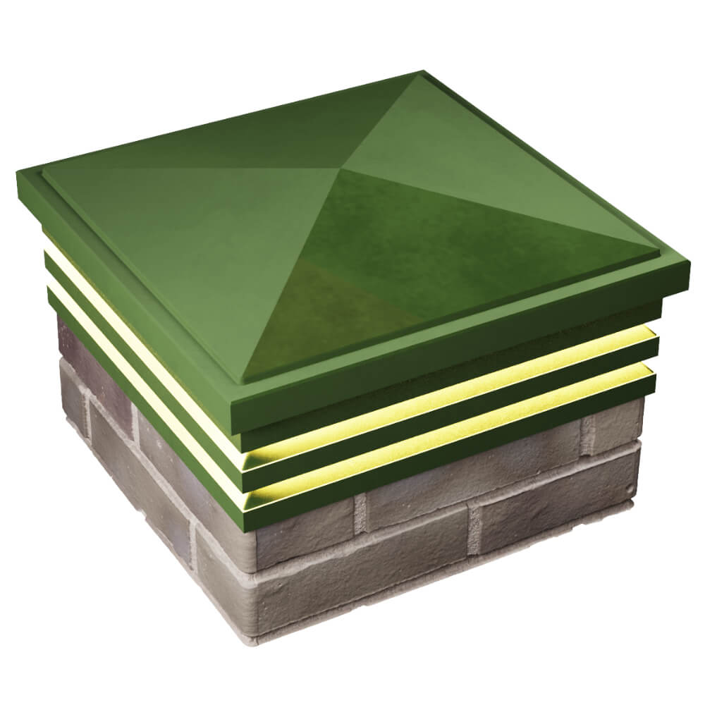 Колпак Zking Бона ХайТек Зеленый на столб 1.5х1.5 кирпича (385х385мм) с подсветкой в Кемерово фото