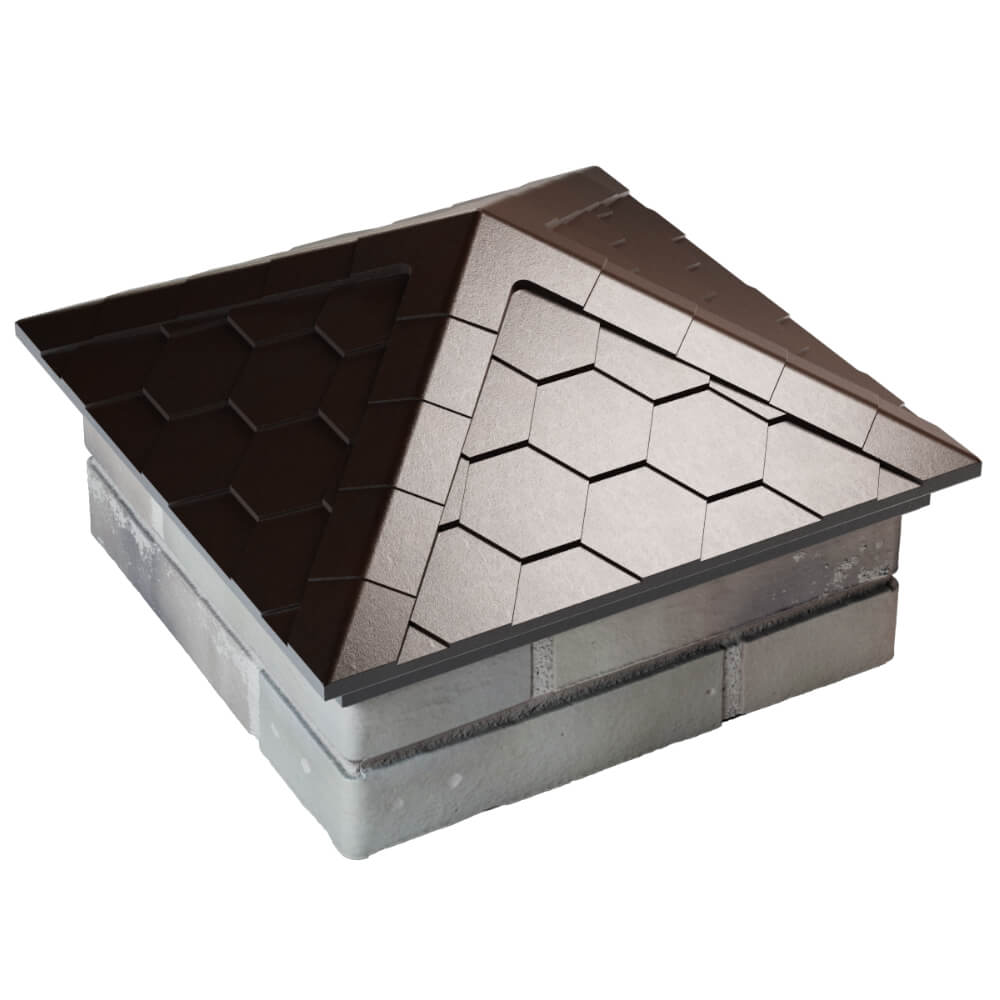 Колпак Zking Эверест Коричневый на столб 1.5х1.5 кирпича (390х390мм) в Кемерово фото