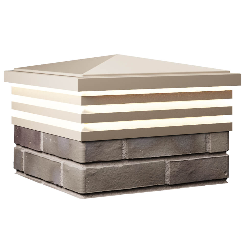 Колпак Zking Бона ХайТек Бежевый на столб 1.5х1.5 кирпича (385х385мм) с подсветкой в Кемерово фото