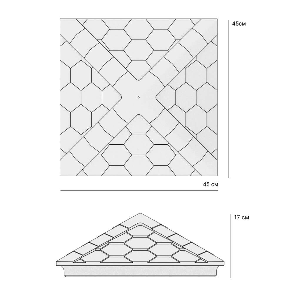 Колпак Zking Эверест Серый на столб 1.5х1.5 кирпича (390х390мм) в Кемерово фото