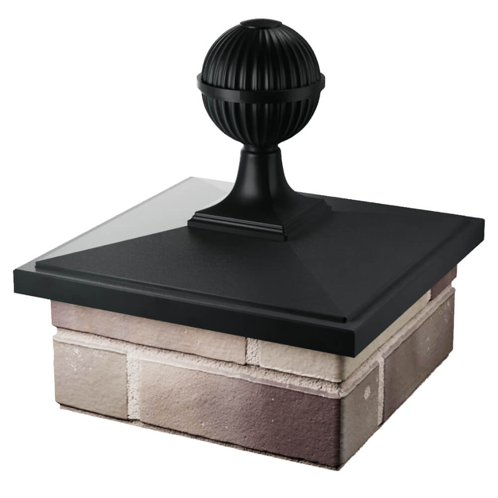 Колпак Zking БонаМоно Черный с шаром на столб 1.5х1.5 кирпича (385х385, 400х400мм) в сборе в Кемерово фото