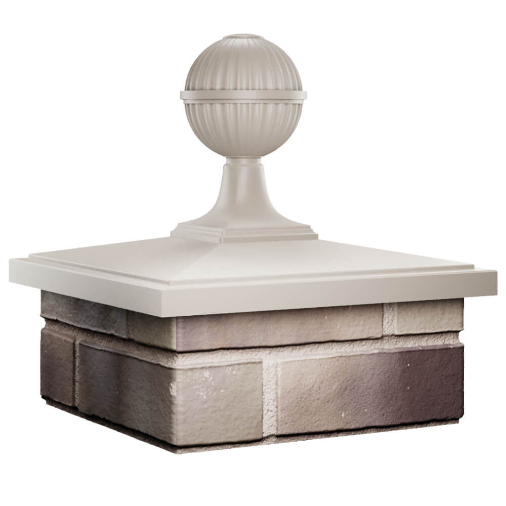 Колпак Zking БонаМоно Бежевый с шаром на столб 1.5х1.5 кирпича (385х385, 400х400мм) в сборе в Кемерово фото