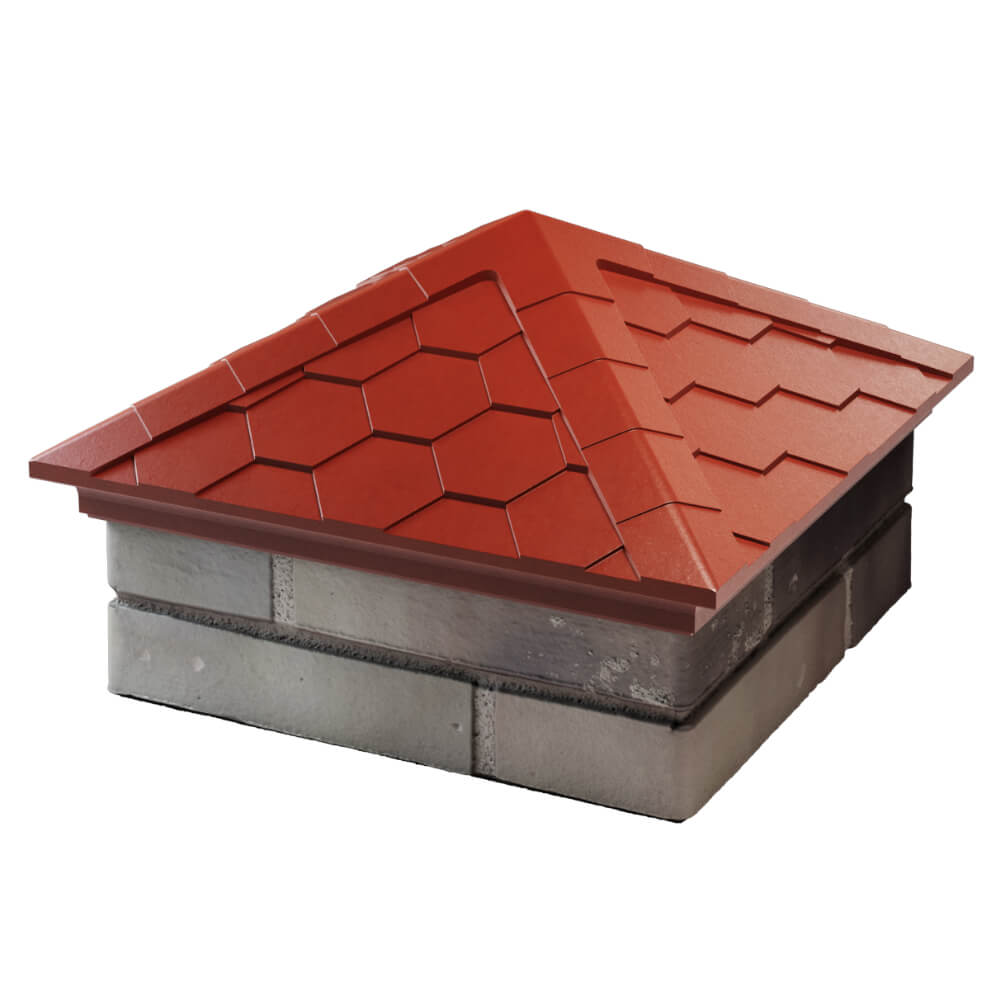 Колпак Zking Эверест Красный на столб 1.5х1.5 кирпича (390х390мм) в Кемерово фото