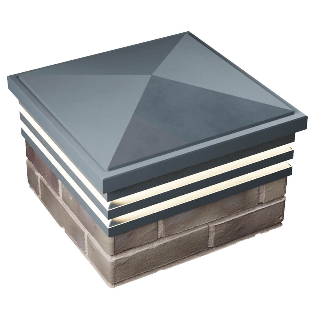 Колпак Zking Бона ХайТек Серый на столб 1.5х1.5 кирпича (385х385мм) с подсветкой в Кемерово фото