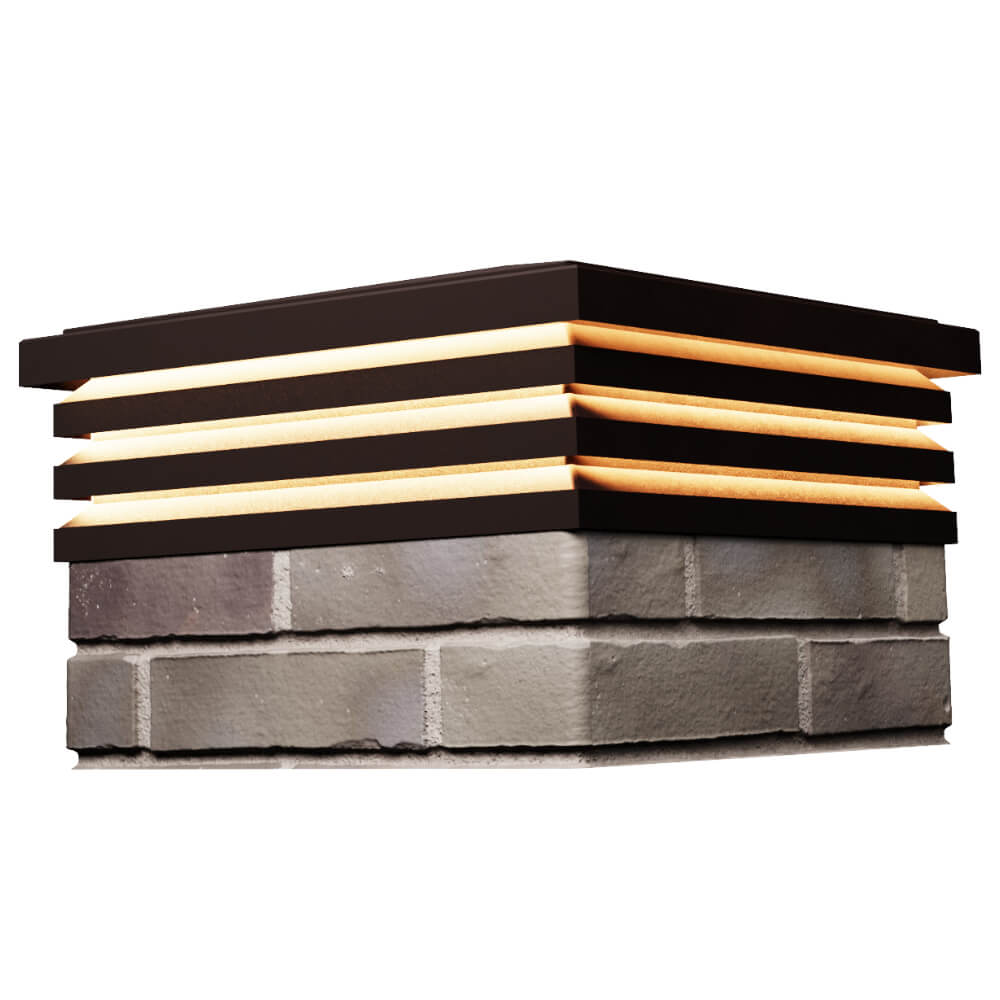 Колпак Zking Бона ХайТек Коричневый на столб 1.5х1.5 кирпича (385х385мм) с подсветкой в Кемерово фото