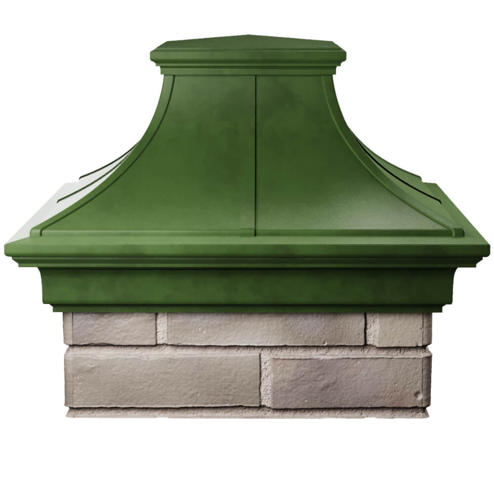 Колпак Zking Монблан Премиум Зеленый на столб 1.5х1.5 кирпича (385х385мм) Кемерово фото