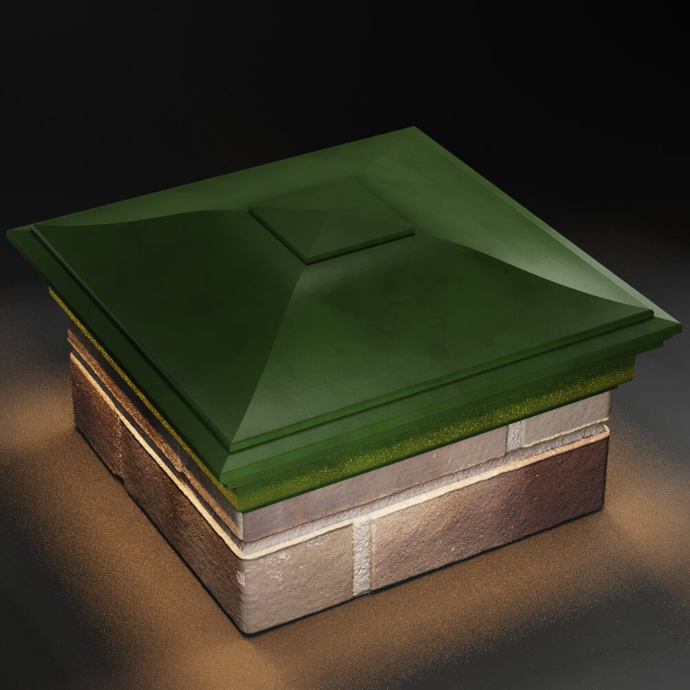 Колпак Zking Монблан Зеленый на столб 1.5х1.5 кирпича (385х385мм) с подсветкой в Кемерово фото