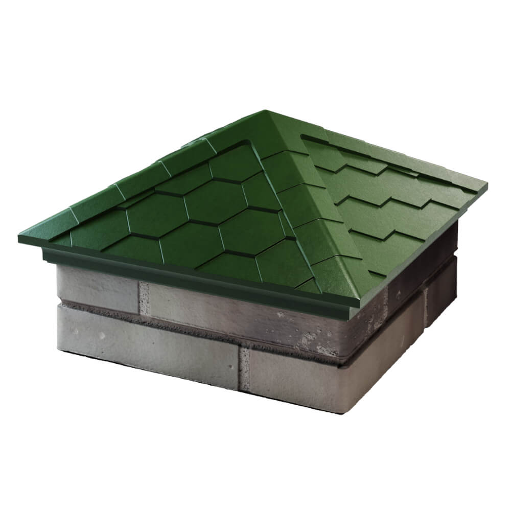 Колпак Zking Эверест Зеленый на столб 1.5х1.5 кирпича (390х390мм) в Кемерово фото