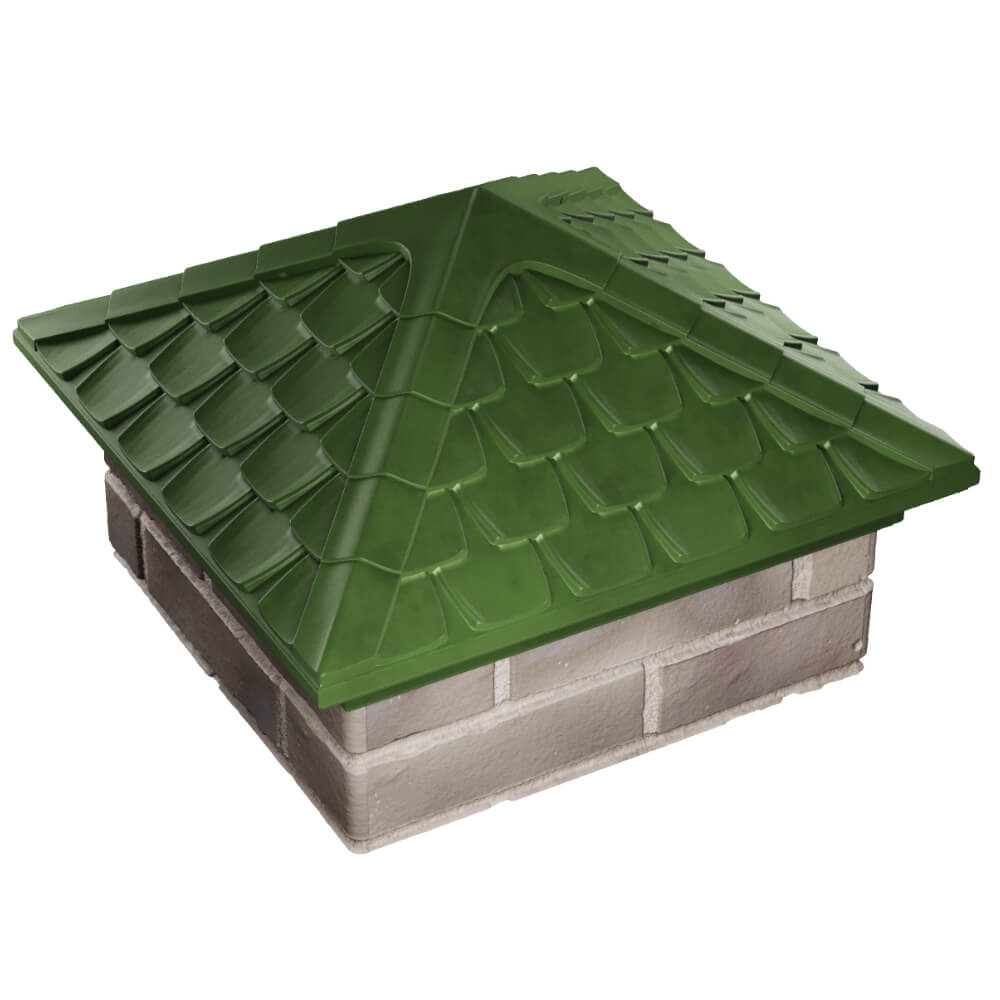 Колпак Zking Эльбрус Зеленый на столб 1.5х1.5 кирпича (385х385мм) в Кемерово фото