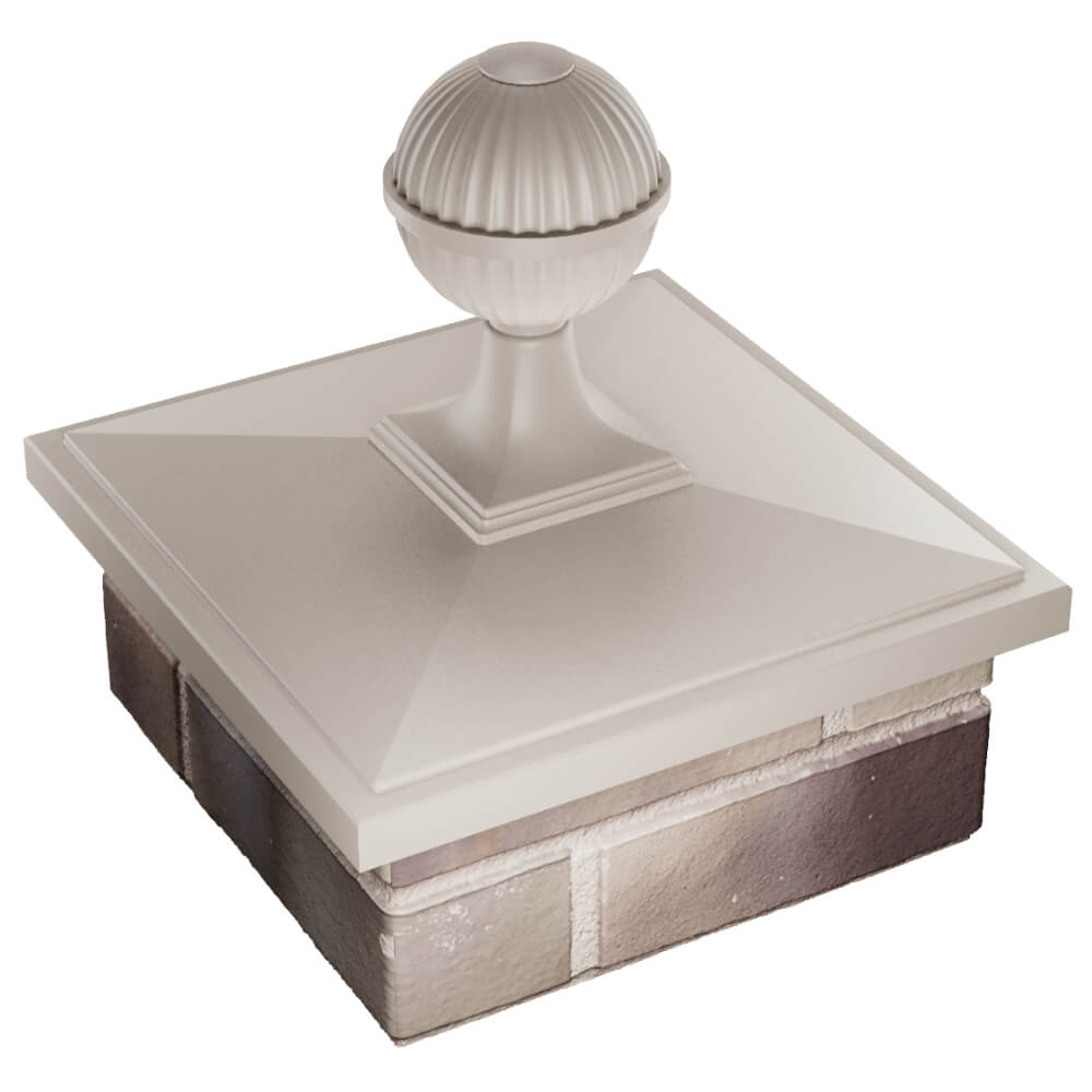 Колпак Zking БонаМоно Бежевый с шаром на столб 1.5х1.5 кирпича (385х385, 400х400мм) в сборе в Кемерово фото
