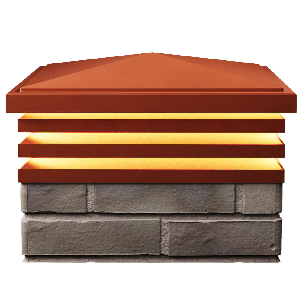 Колпак Zking Бона ХайТек Красный на столб 1.5х1.5 кирпича (385х385мм) с подсветкой в Кемерово фото