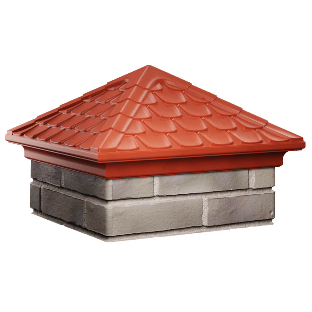 Колпак Zking Эльбрус Красный на столб 1.5х1.5 кирпича (385х385мм) в Кемерово фото