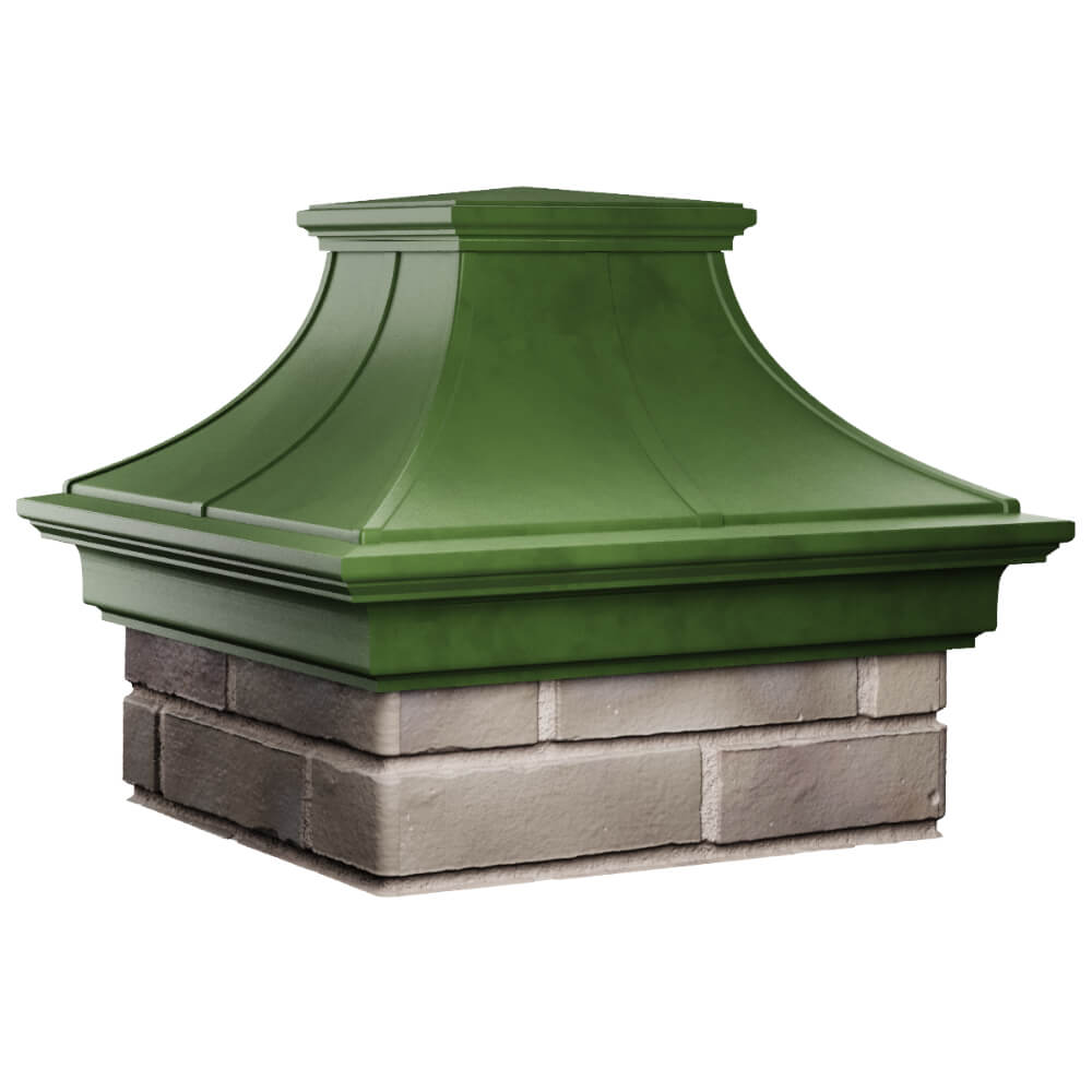 Колпак Zking Монблан Премиум Зеленый на столб 1.5х1.5 кирпича (385х385мм) в Кемерово фото
