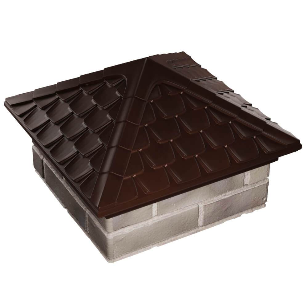 Колпак Zking Эльбрус Коричневый на столб 1.5х1.5 кирпича (385х385мм) в Кемерово фото