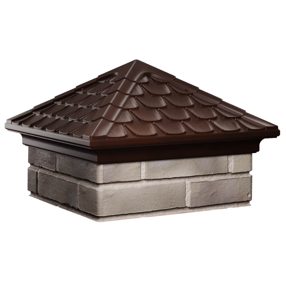 Колпак Zking Эльбрус Коричневый на столб 1.5х1.5 кирпича (385х385мм) в Кемерово фото