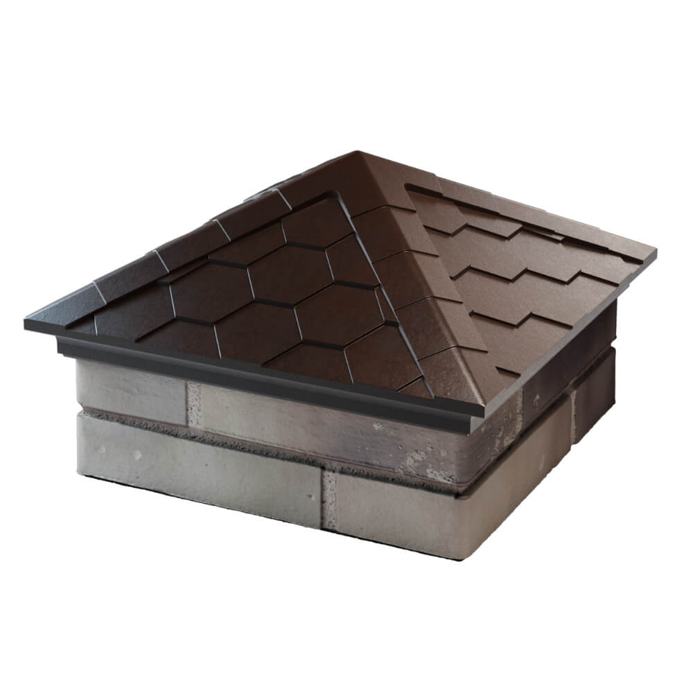 Колпак Zking Эверест Коричневый на столб 1.5х1.5 кирпича (390х390мм) в Кемерово фото