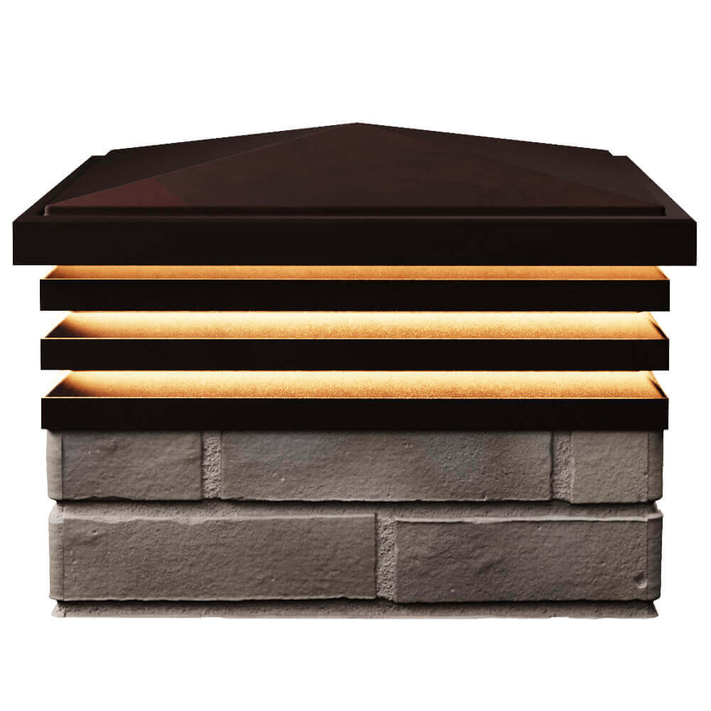 Колпак Zking Бона ХайТек Коричневый на столб 1.5х1.5 кирпича (385х385мм) с подсветкой в Кемерово фото